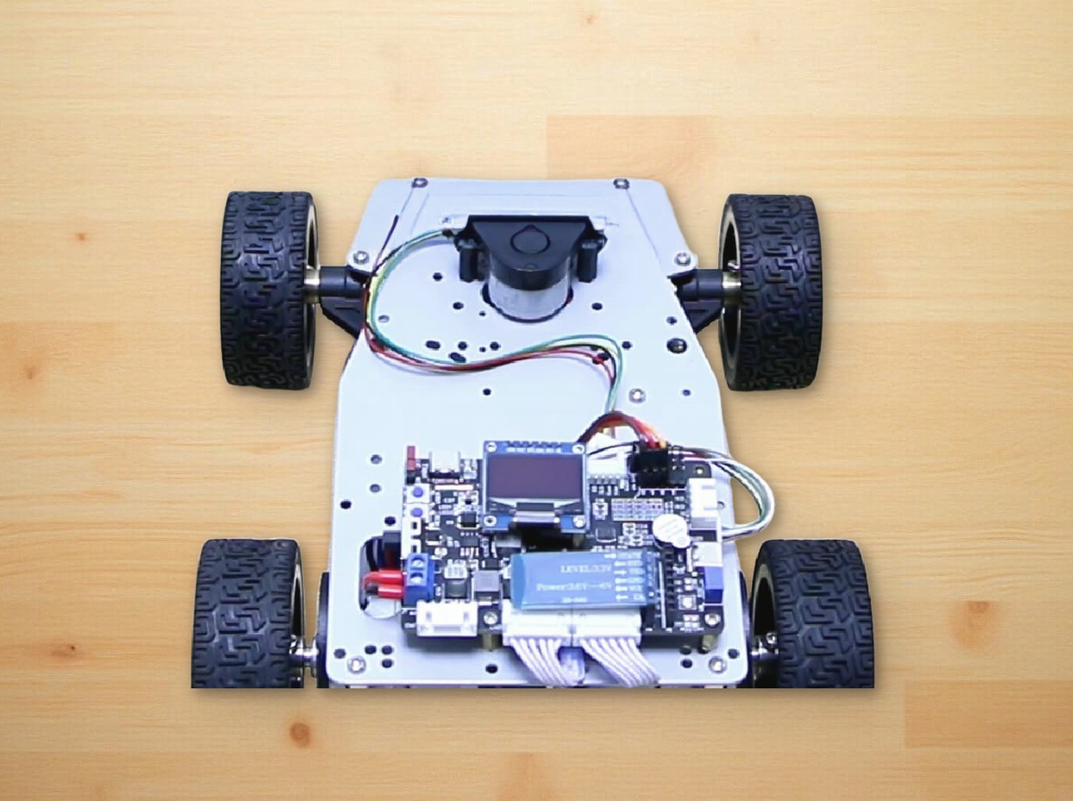 Four-wheel robot car with a lidar and a custom control board